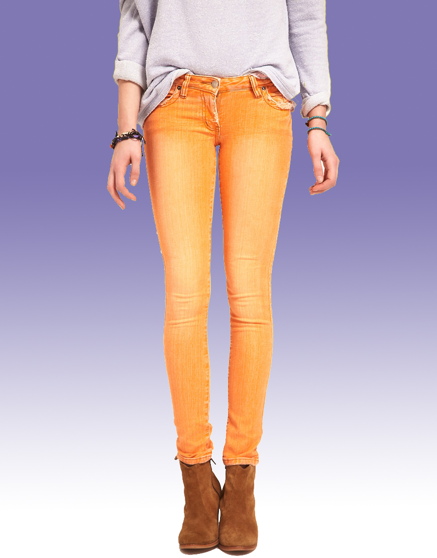 Женские джинсы оранжевые прямые